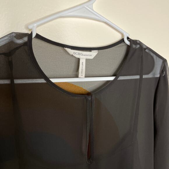 BCBGeneration Black Mesh Layered Mini Dress Pleated Womens M Witchy Whimsygoth - Picture 3 of 6